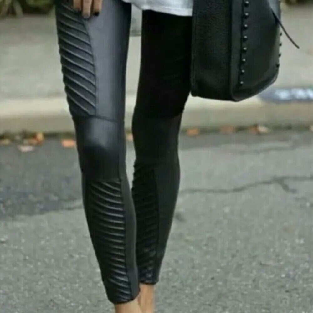 SPANX Faux Leather Moto Leggings | Size Medium